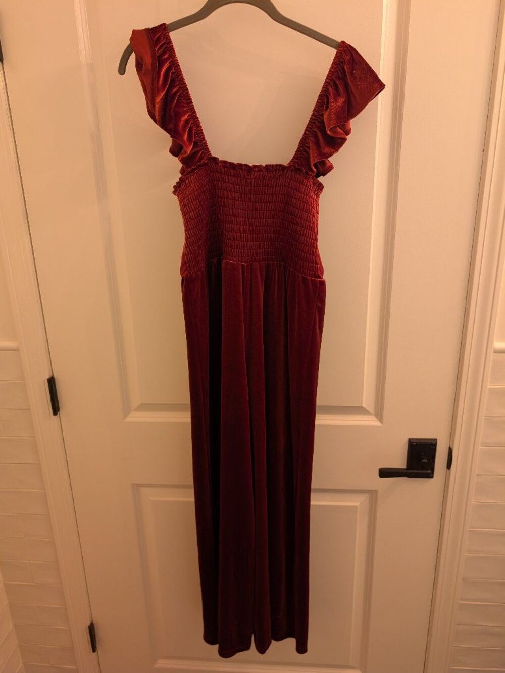 NWT - Gap Kids Velvet Ruffle Jumpsuit Burgundy - Size XXL